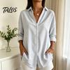 Tägliche Bluse Damen Gestreiftes Hemd für Sommer Herbst, Knopfleiste Einreiher Bluse, Elegant Lässig Langarm Hemdbluse