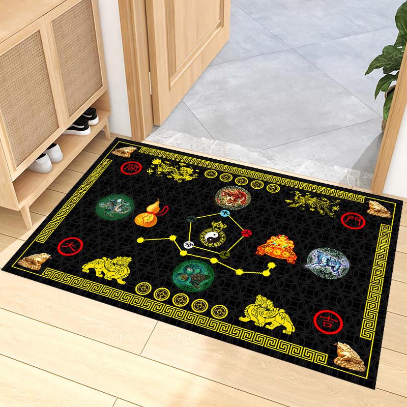 Seven Stars Luck & Fortune Entrance Mat with Five Emperor Coins