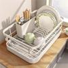Space Saving Dish Drainer for Kitchen Sink Expandable Sturdy Metal Dish Rack with Utensil Holder Home Accessory