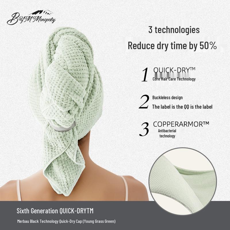 Extra Large, Extra Thick Quick-Dry Women's Hair Towel - Class A Pure Cotton, Absorbent, Head Wrap