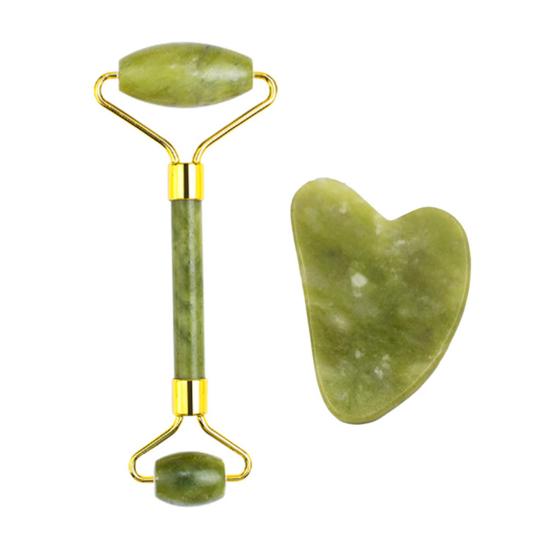 Natural Jade Scraping Board Roller Massager for Face Neck Body Eyes Facial Gua Sha Set Skin Care Scraping Tool for Improve Skin Condition