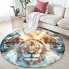 Lion pattern round rug,Carpet Rug for Living Room Bedroom Playroom ,Non-slip Floor Mat,Holiday Gifts and Birthday Gifts.