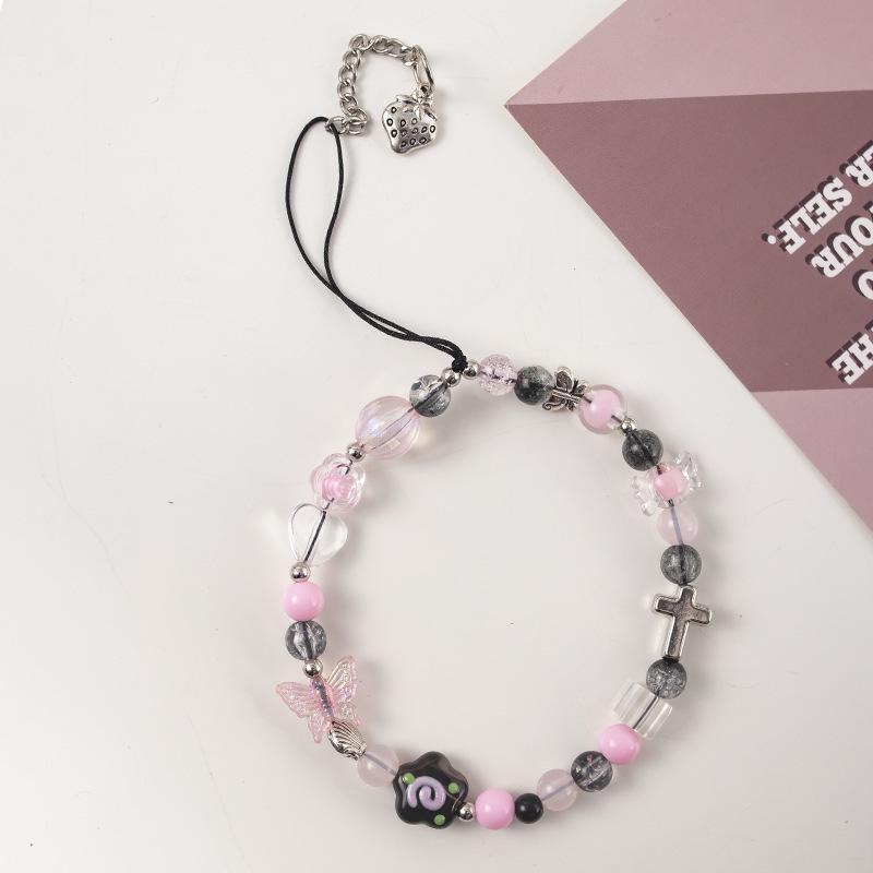 Stylish Anti-Fall Pearl Phone Chain: Short, Single Buckle Durable Wrist Strap with Heart Charm