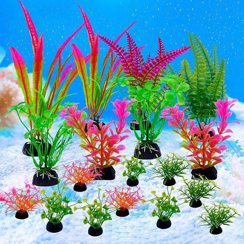 18 Stück Aquarium Simulation Pflanze Aquarium Künstliche Dekor Pflanzen Ornament Wassergras Fischschale Kunststoff Dekoration