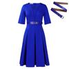 Women's Autumn Fashion Elegant Temperament Solid Color Five Quarter Sleeve Dress