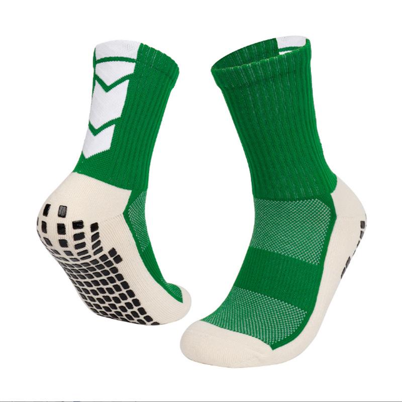 Men's Anti-Slip Mid-Calf Breathable Sports Socks with Towel Bottom for Football, Running, and Basketball.