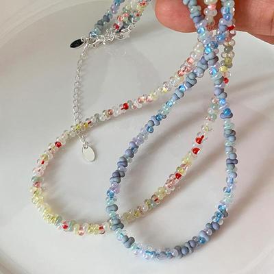 Bunte Perlen-Blumen-Choker-Halskette für Damen - Sommermode