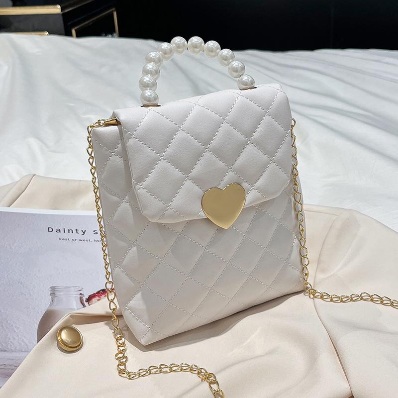 Gesteppte vertikale Handytasche mit Perlendetails Koreanischer Japanischer Stil