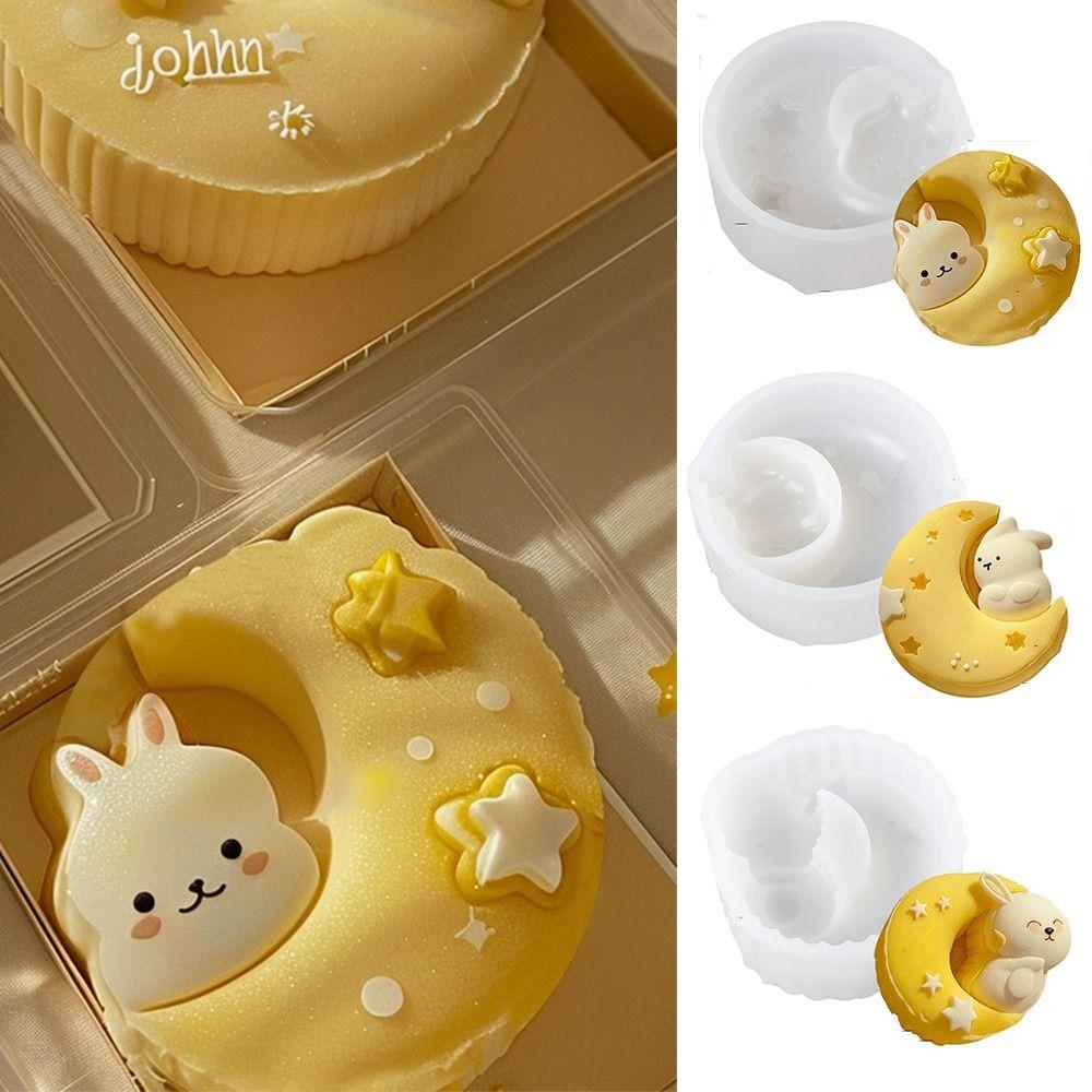 

DIY Moon Rabbit Silicone Molds Soft Household Cake Molds Funny Pastry Tool style 4