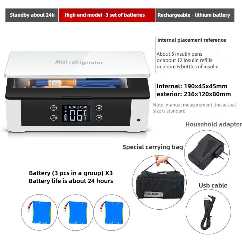 Mini Special Medicine Refrigerator Portable Car Home Use Small Fridge Rechargeable Insulin Refrigeration Box