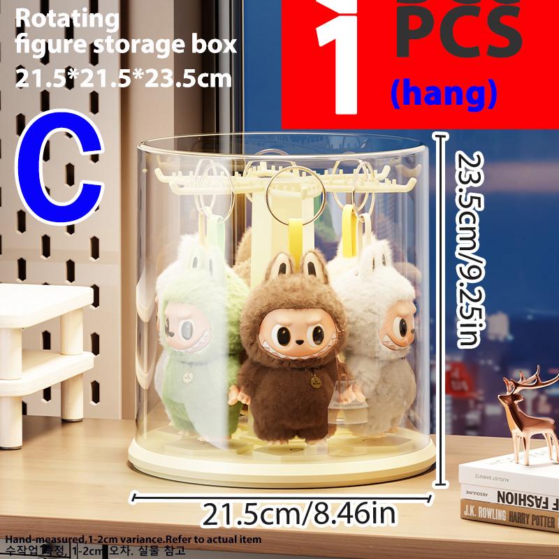 

For Labubu Rotating Display Case Transparent Collector s Storage Box for Blind Box Toys & Vinyl Figures 360-Degree Showcase