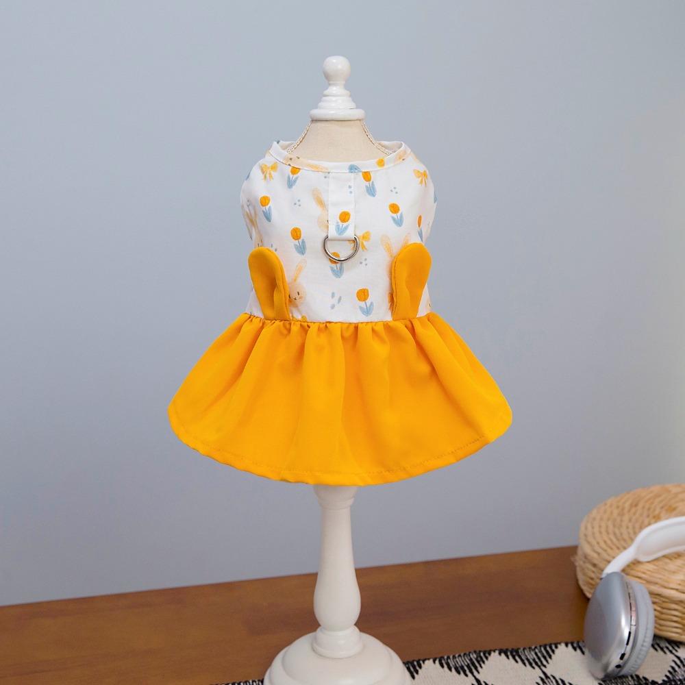 

Breathable Dog Summer Dress Lovely Pet Dress Chihuahua Puppy Skirt Spring/Summer M жёлтый