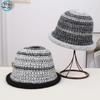 New Small Fresh Comfortable Warm Striped Knitted Comfortable Casual Bucket Hat Burr Edge Casual Warm Small Brim Basin Hat