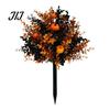 Harvest Themed Lawn Ornament Fall Pumpkin Topiary Trees with Stakes, Artificial Autumn Eucalyptus Leaf Gourd Weather Resistant Garden Walk Stakes