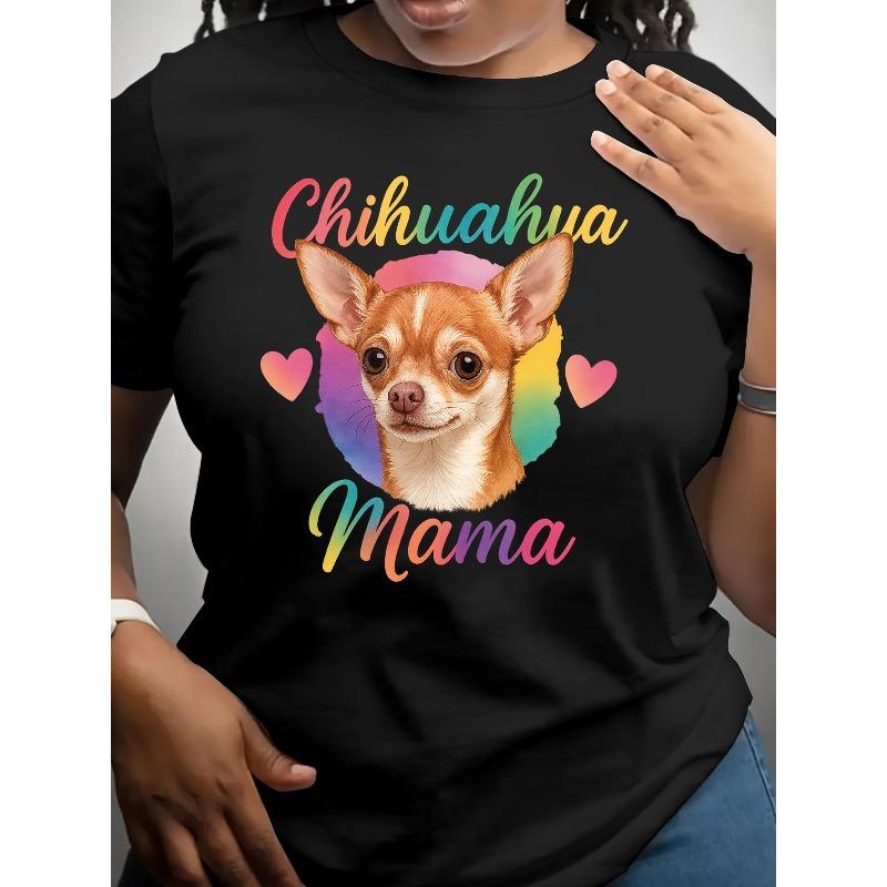 [Chihuahua Mom Theme] Casual Short-Sleeve Tops for Women Featuring A Chihuahua Mom Theme - Perfect for Spring and Summer Wear