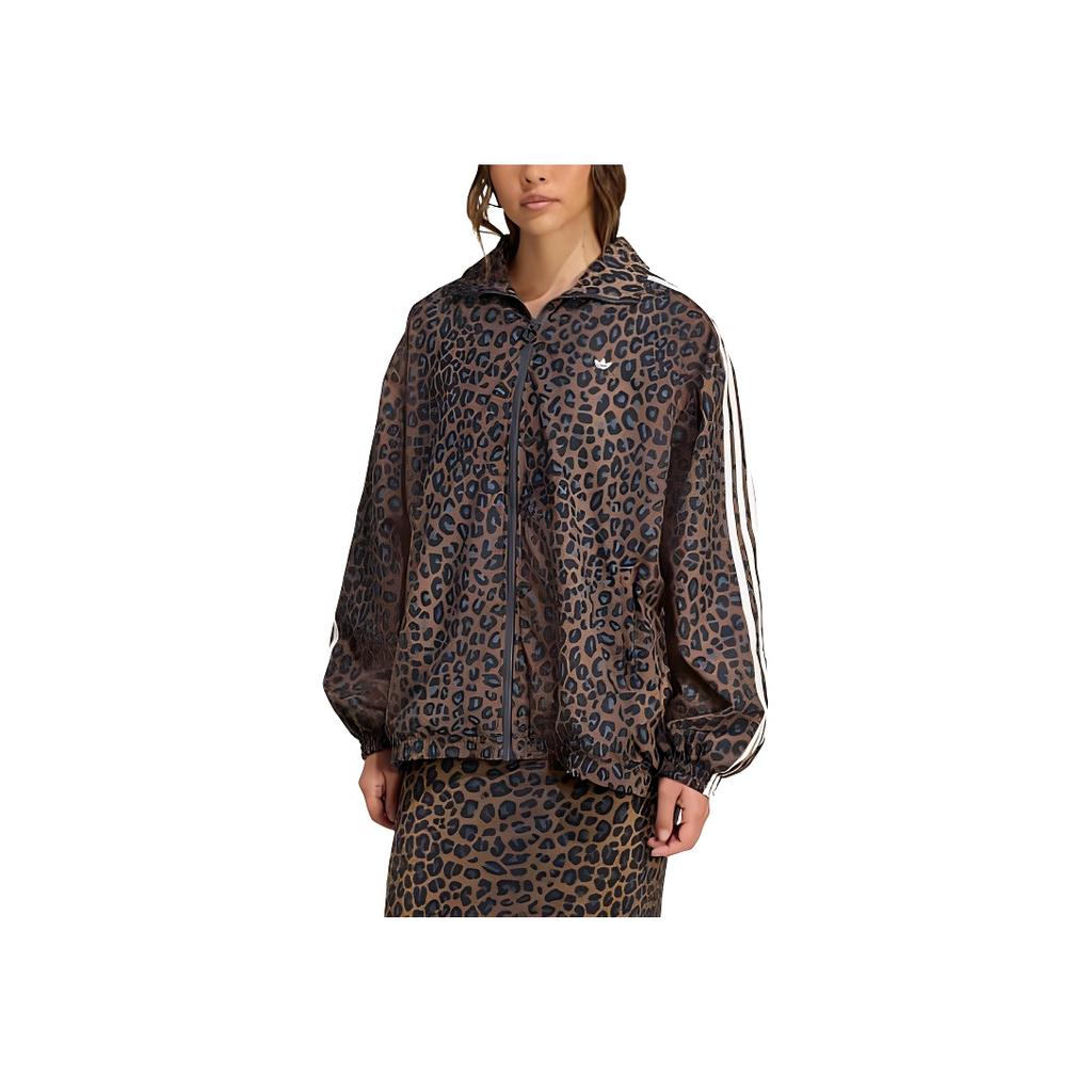 adidas Originals Animal Print Stand Collar Loose Long Sleeve Jacket Women Jacket Caramel JW7301
