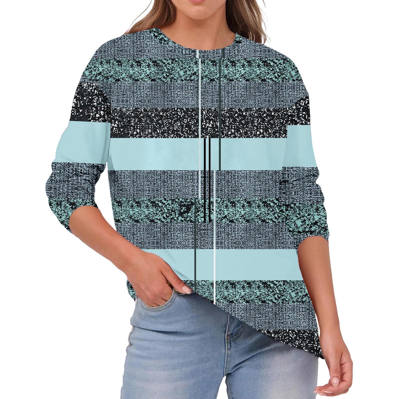 

Женский модный повседневный топ с круглым вырезом, однотонный, с длинными рукавами L