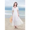 Sancai 2025 Summer Plus Size White Embroidered Cotton Square Neck Dress