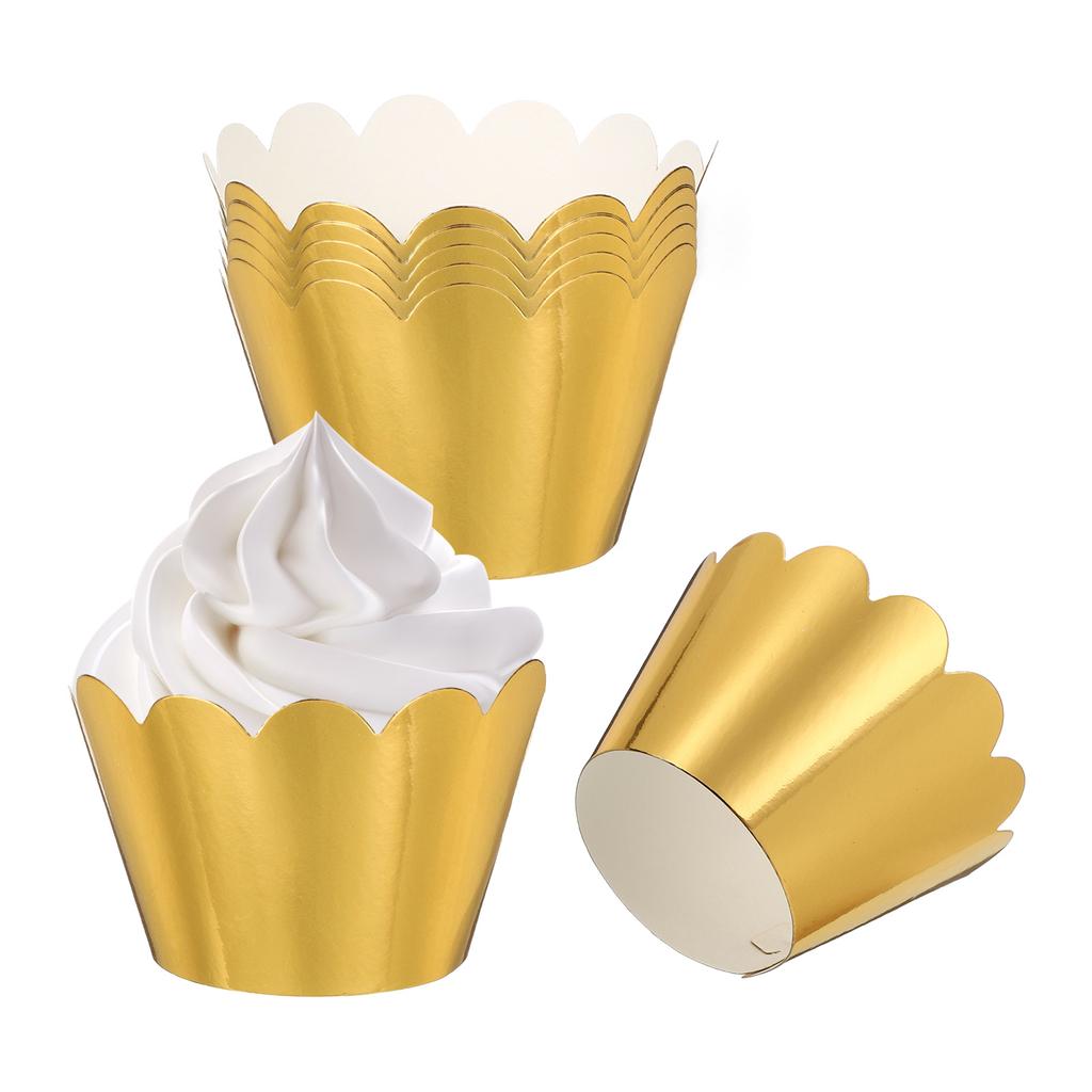 50pcs Baking Cupcake Wrapper Wraps Cake Box Baking Cups Standard Wave Decoration for Anniversary Birthday Weddings Parties