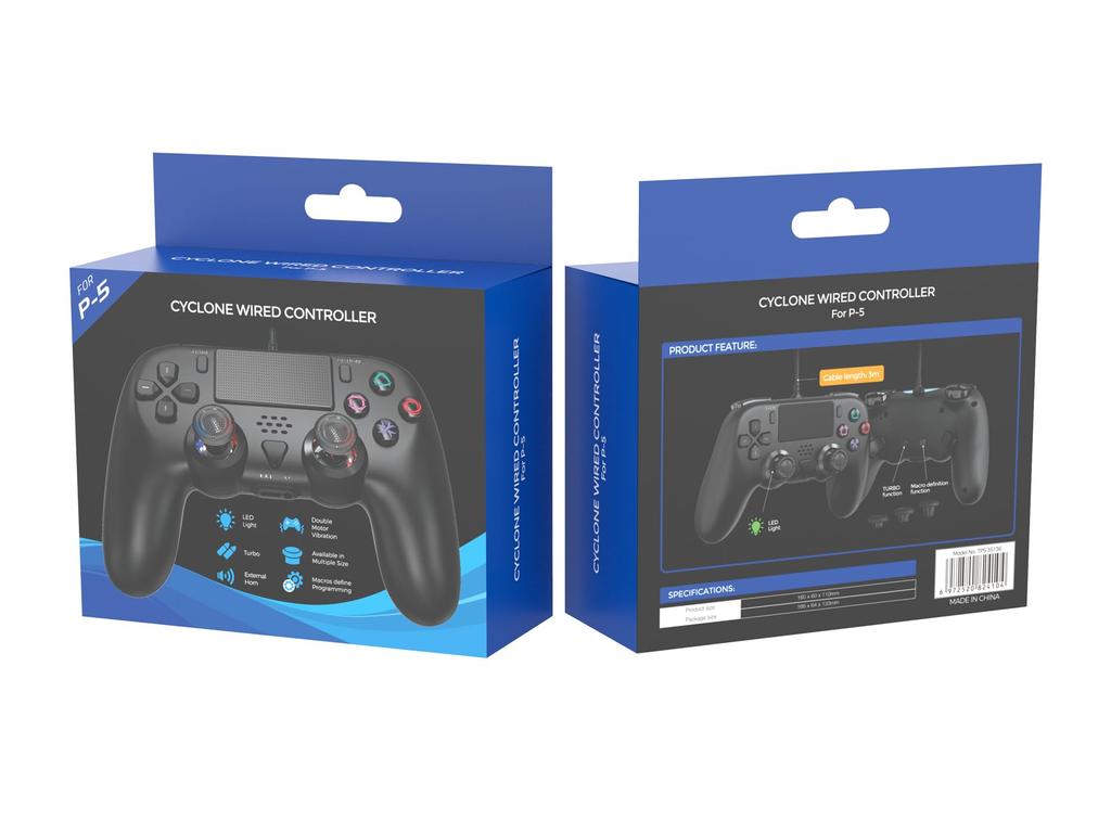 Offizielles QISI PlayStation 5 Kompatibles 3m Kabel Makro Rückseite TURBO Schneller Gyrosensor PS5 Kompatibel Dual Shock Sony Pro Hall-Effekt Controller, Kabelgebunden,