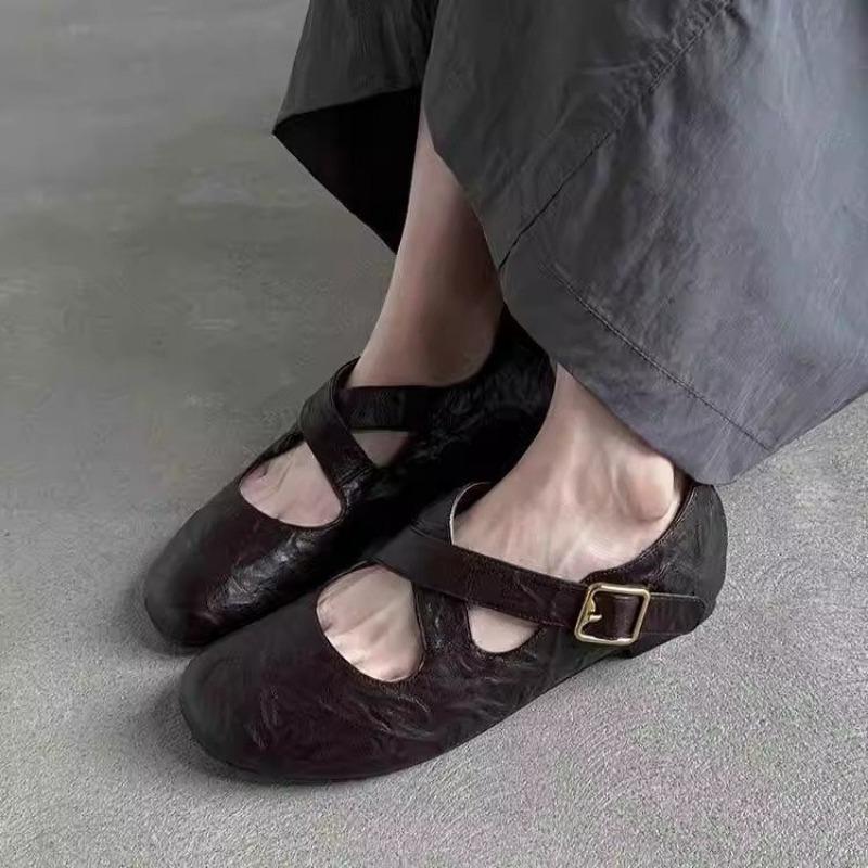 Fashion Women Ballet Dance Shoes Leather Flats Shallow Shoes Woman 2024 Trend Autumn Casual Shoes New Dress Cozy Brand Mujer Zapatillas