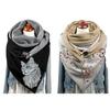 Cotton Scarf for Cold Winter Warm Thick Wrap with Button Soft Scarves for Ladies