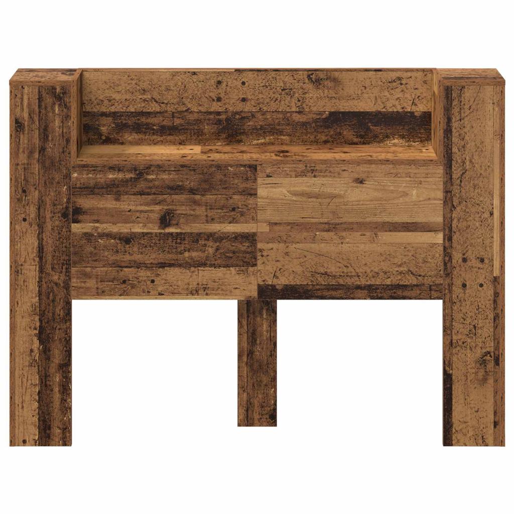 Headboard Cabinet with LED Lighting Reclaimed Wood Look 140 x 16.5 x 103.5 cm