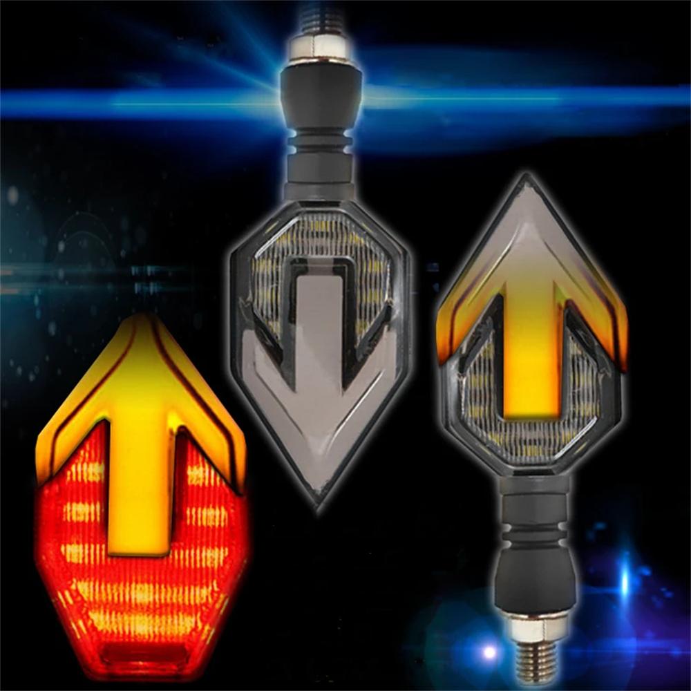 2PCS Indicators Flowing Turn Signal 2PCS Universal Motorcycle LED Flashing Turn Signal 12V Indicator Blinker Lamp (Color : Red)