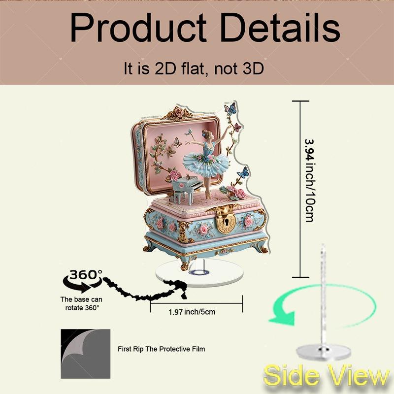 1 STuks 2D plat roterend acryl ballerina patroon ornament Kerstmis huis bureau ornament