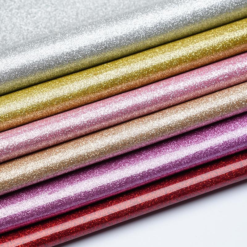 Non-Shedding Soft Glitter PU Leather Fabric Mirror Finish