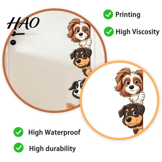 Waterproof PVC Wall Art Cartoon Puppy Sticker, Easy Apply Decal, Creative DIY Home Decoration Dog Pattern Glass Stickers for Bathroom And Balcony Door