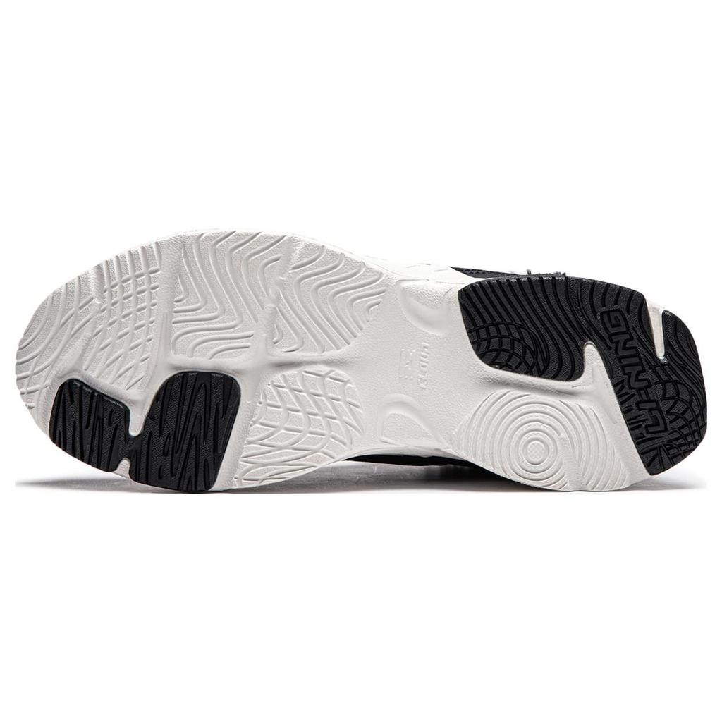 Li Ning Defender Slip Resistant Abrasion Resistant Thermal Mid top Running Shoes Women's Black White AGLT128-1
