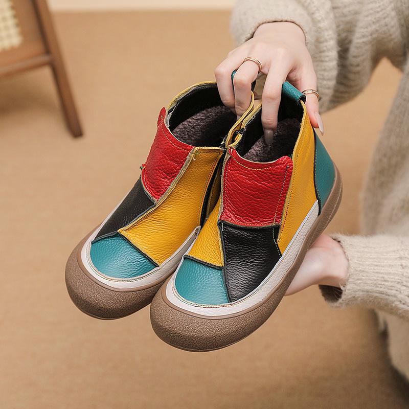 

Женские зимние ботинки из натуральной кожи на молнии, нескользящие, теплые ботильоны до щиколотки с подкладкой из искусственного меха, удобные для ходьбы, короткие ботинки для женщин 42