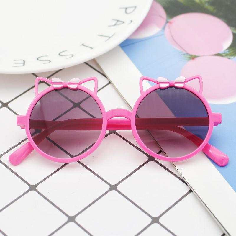 Children'S Sunglasses Uv-Proof Baby Sunglasses Kitten Ear Shape Round Frame Cute Children'S Glasses