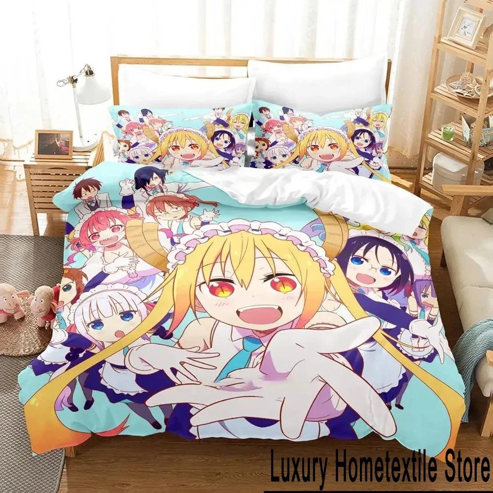 Anime Miss Kobayashi's Dragon Maid Bedding Set Duvet Cover Bed Set Quilt Cover Pillowcase Comforter King Queen Size Boys Adult