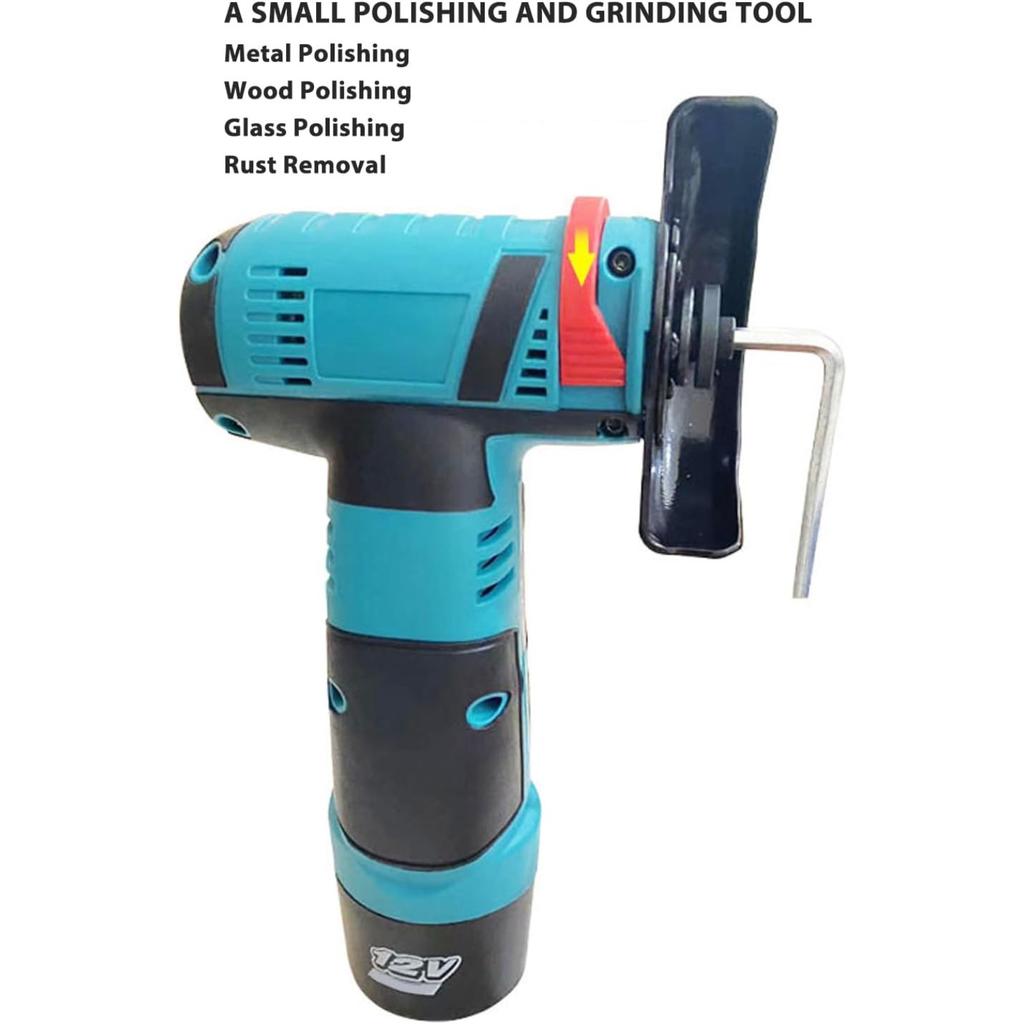 Mini Angle Grinder, Cordless Electric Grinder Tool 12V 19500RPM with Spindle Lock for Cutting Grinding Polishing, Compact Handheld Grinder