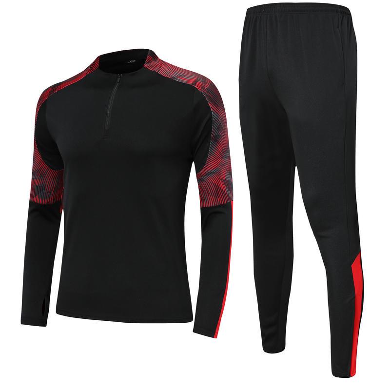 Unisex Half-Zip Long-Sleeve Football Training Set with Pants