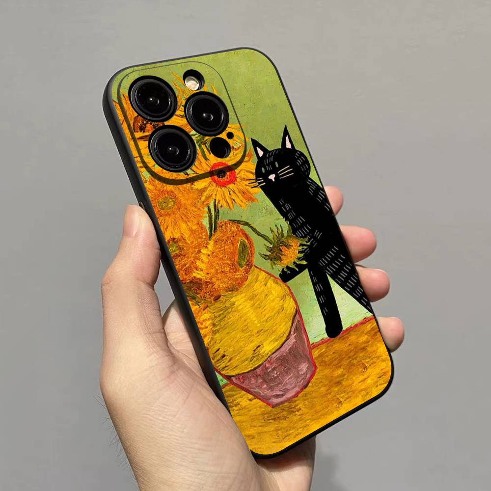 

Funny Cats Van Gogh Phone Case For iPhone 17 16 15 14 11 12 13 Mini Pro XS Max Plus Funda Shell iPhone 13pro max