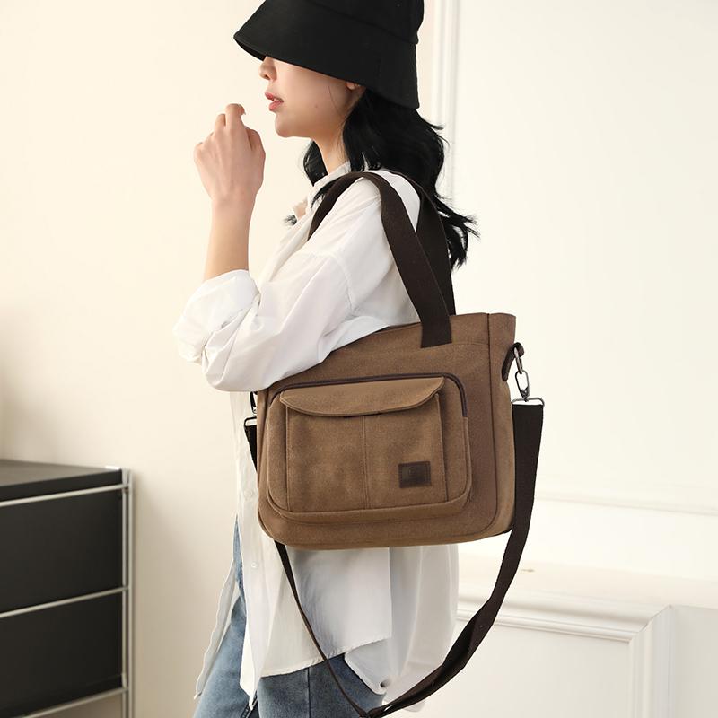 Canvas Bag Women's Commuter Shoulder Crossbody Bag Large Capacity Middle-aged And Elderly Mother's Bag Travel Bag