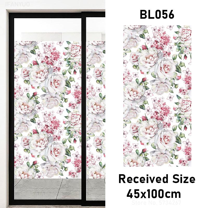 Matte Tropical Plants Flower Animal Window Glass Electrostatic Stickers Decorative Privacy Protection Film Glue Free Removable