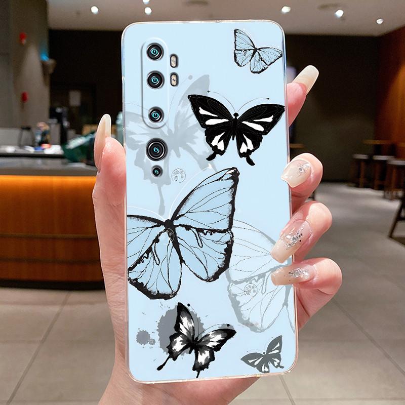 Phone Case For Xiaomi Mi cc9 Pro/Mi Note 10/Mi Note 10 Pro Butterfly Bow Protective Casing Transparent Soft Silicone TPU Cover