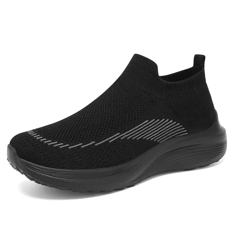 Fashion Women's Soft Sole Light Comfortable Loafers Breathable Knit Flat Shoes Woman Autumn New Breathable Flats Slip-on Socks Shoes