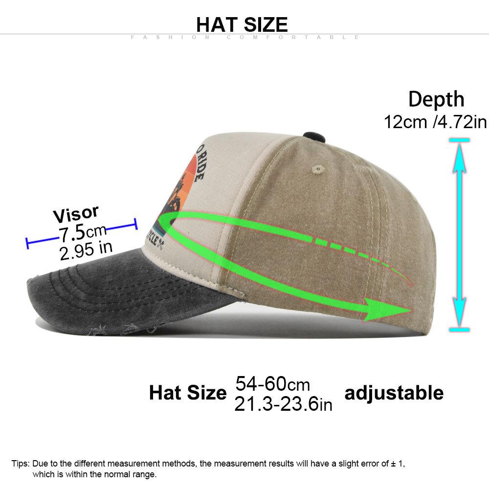 Fashion Motorcycle Baseball Caps for Men Women Retro Printed Caps Cotton Sponge Truck Caps Men's Washed Old Sun Hat Casquette