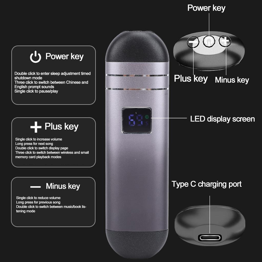 Bluetooth Pillow Speaker Built In 32GB Memory Card Long Standby Bone Conduction Stereo for Sleeping Aid