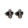 Silver Needle Black Crystal Geometric Stud Earrings Niche Versatile Earrings Temperament Light Luxury Premium Earrings