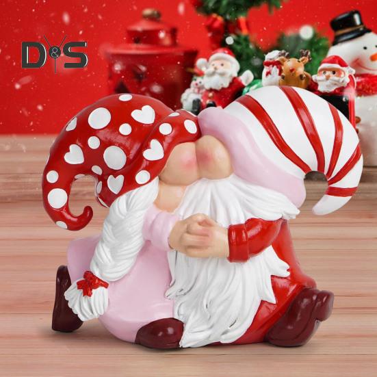 Gnomes Couple Figurine Valentine's Day Tabletop Gnomes Couple Ornament Resin Kissing Dwarf Couple Statue Gifts for Girlfriend Mom Women