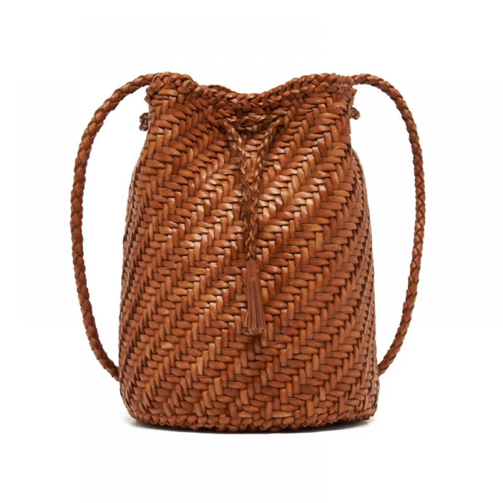 Dragon Diffusion 8838 Tan Pom Pom Double Jump Shoulder Bag