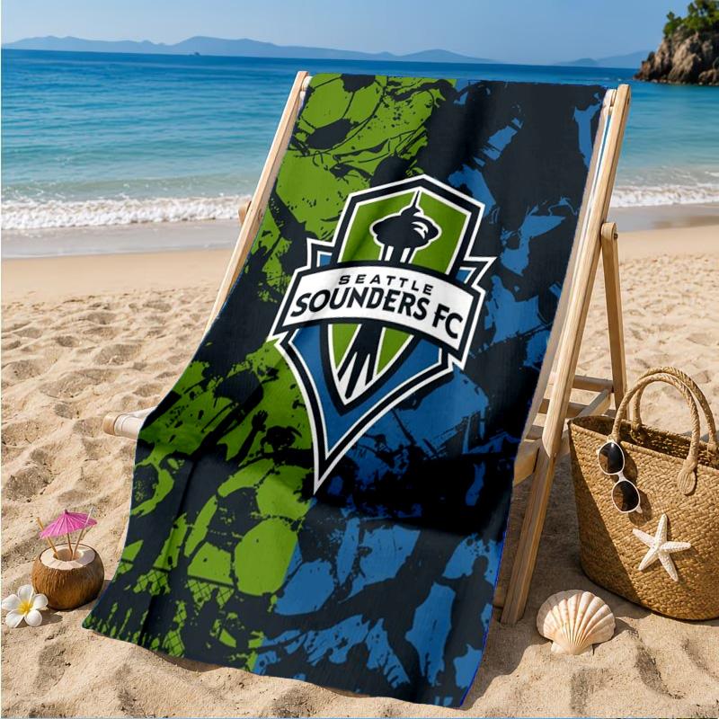 Fc Crest Design Printed Microfiber Beach Towel, Soft And Absorbent, Quick-Dry, Ideal for Summer Travel, Beach Essential, Swimming Pool