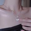 Fashionable Women's Necklace with Butterfly Pendant Stylish Double Layer Clavicle Chain Accessory for Fashionistas