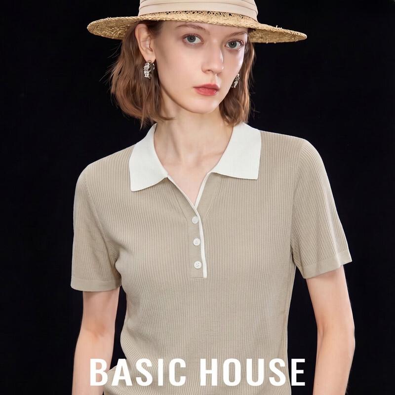 Basic House Women s Color-Block Polo T-Shirt L тёмно-синий